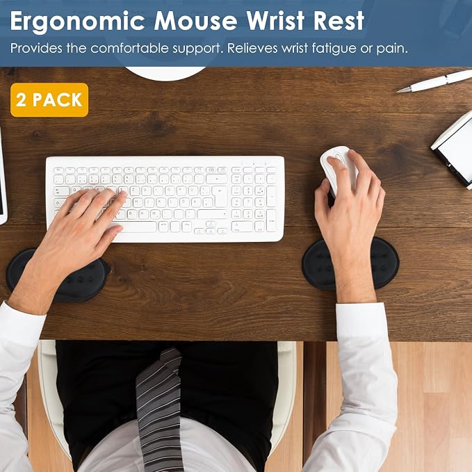 VANKEY 2 Pack Mouse Wrist Rest, Ergonomic Desk Wrist Pad - Image 2