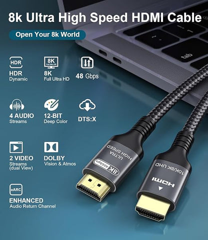 Certified 10K 8K HDMI 2.1 Cable 13 FT, 48Gbps Ultra High Speed HDMI Cable - Image 7