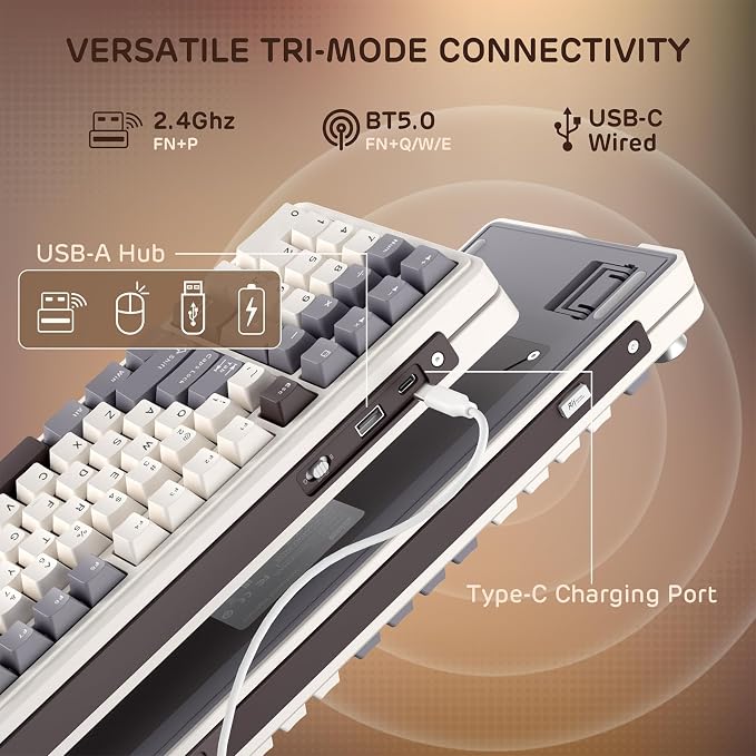 RK ROYAL KLUDGE L98 Wireless Mechanical Keyboard w/Left-Handed Southpaw Design - Image 3