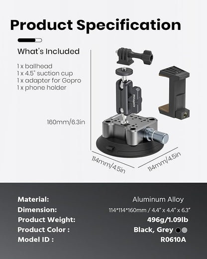 4.5" Suction Cup Camera Mount Universal Car Mount - Image 9