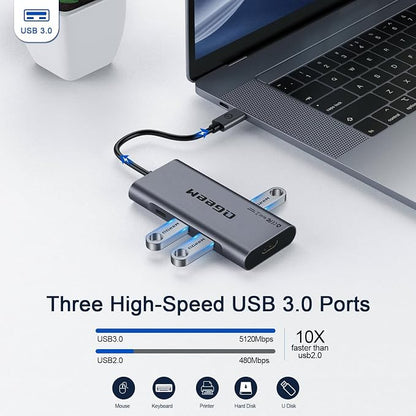 USB C Hub, QGeeM USB 4k to HDMI Adapter, 7 in 1 USB-C Dongle - Image 5