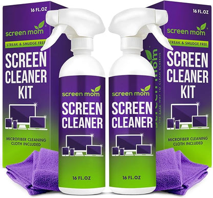 Screen Mom Screen Cleaner Spray and Microfiber Cloth 2-Pack Screen Cleaner by ScreenMom