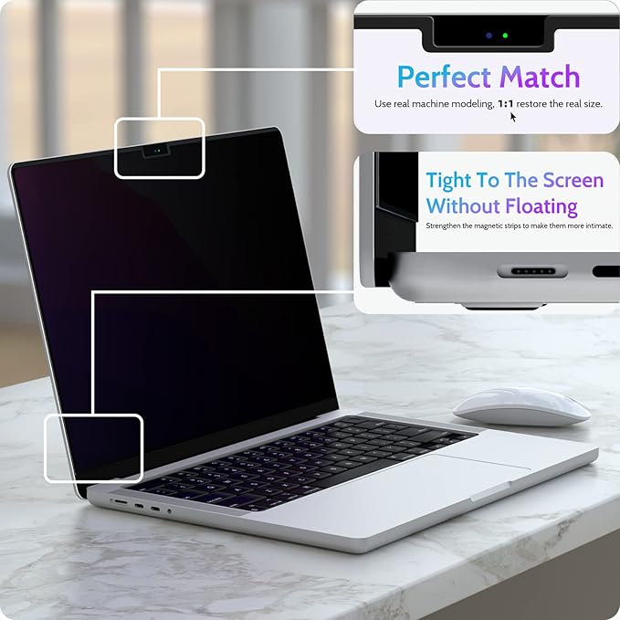 Magnetic Privacy Screen for Macbook Air 13.6/13 Inch, Removable Matte Anti - Image 6