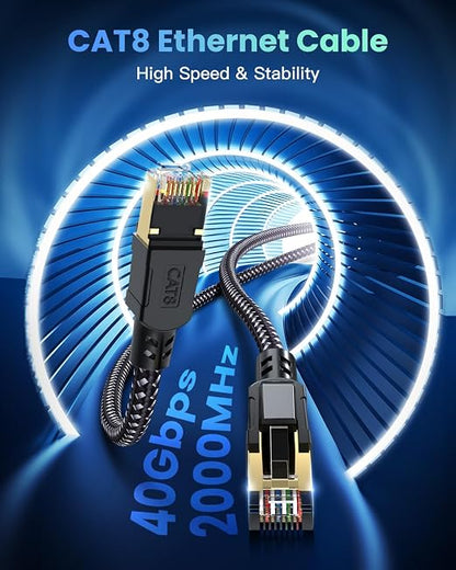 BUSOHE Cat 8 Ethernet Cable 40 FT, 40Gbps 2000MHz High Speed S/FTP LAN Cable - Image 2