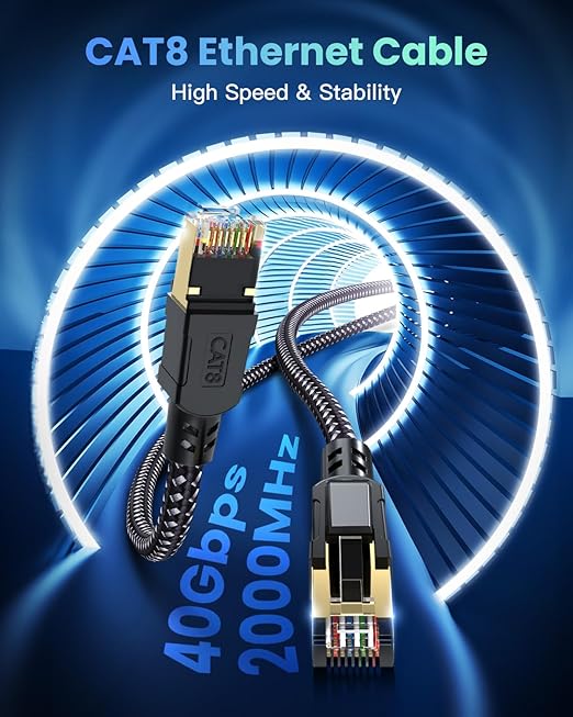BUSOHE Cat 8 Ethernet Cable 75 FT, High Speed 40Gbps 2000Mhz Braided Network - Image 2