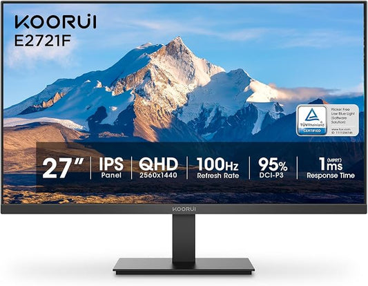 KOORUI 27 Inch QHD IPS Ultra-Thin Computer Gaming Monitor, 100Hz Refresh Rate by KOORUI
