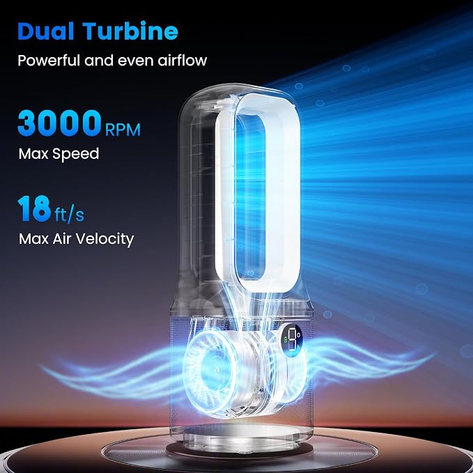 Misby Desk Fans Small Quiet, 13 Inch Bladeless Table Fan, 9 Speeds - Image 4