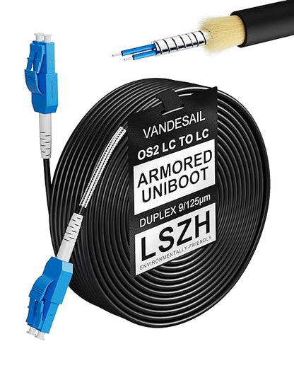 70M Uniboot LC to LC Single Mode Fiber Patch Cable，OS2 Outdoor Armored Fiber by VANDESAIL