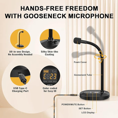 4-Channel Wireless Conference Microphone System, UHF Compact Cordless Mic Set - Image 2