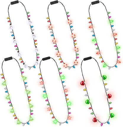 6PCS Light Up Christmas Necklaces, 3 Glow Modes Multicolor Christmas Accessories by Traplace