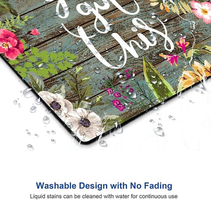Mouse Pad, Floral Inspirational Quote Mousepad, Square Waterproof Pad Non-Slip - Image 5