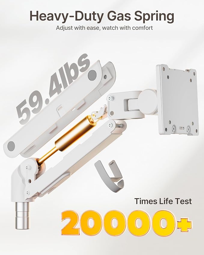 monTEK Dual Monitor Arm for up to 57" and 59.4 lbs Ultrawide Screen, Aluminum - Image 4