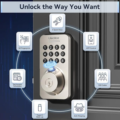 Ulecoce Fingerprint Keypad Deadbolt - Image 2