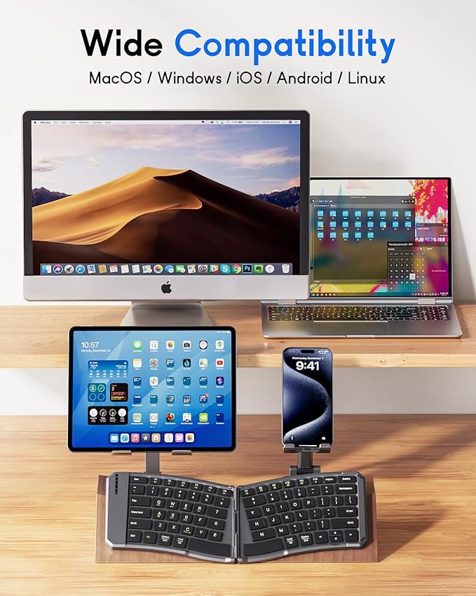 MoKo Ergonomic Foldable Keyboard, Split Portable Folding Bluetooth Keyboard - Image 7