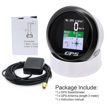 GPS Speedometer 3-3/8" 85mm Boat GPS Speedometer Odometer Waterproof White - Image 7