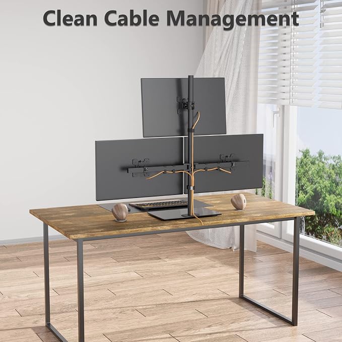 WALI Freestanding Triple Monitor Mount, Fully Adjustable Three Monitor Desk - Image 7