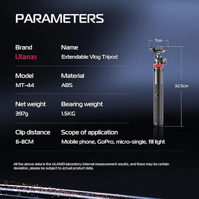 ULANZI MT-44 Extendable Phone Tripod, 360° Ball Head Camera Tripod - Image 3