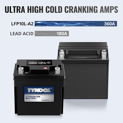 TYKOOL YB10L-A2 Lithium LiFePO4 Motorcycle Battery, 12.8V 6Ah, Built in BMS - Image 6