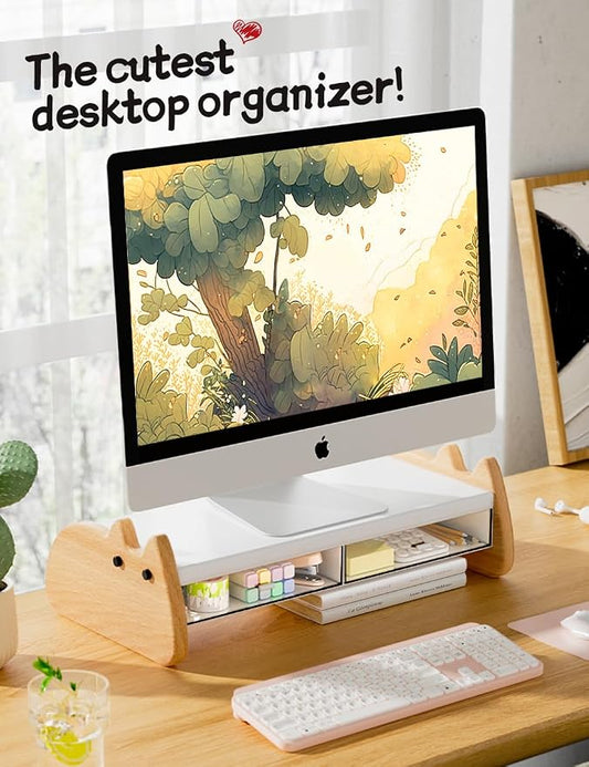 Monitor Stand Riser, Wooden & MDF Computer Desktop Stand - Image 2