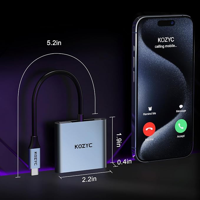 USB C to Dual HDMI Adapter 4K@30Hz, KOZYC USB C Hub Multiport Adapter - Image 7