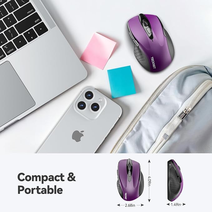 TECKNET Wireless Mouse for Laptop, Silent Mouse Quiet Click, Computer Mouse - Image 3