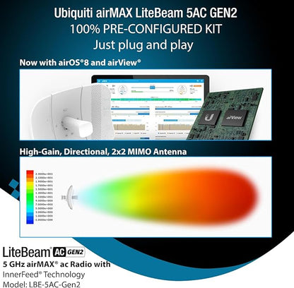 Wireless Bridge LBE-5AC-GEN2 PRE-CONFIGURED Bundle of 2 Ubiquiti LiteBeam 5AC - Image 4