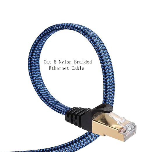 DanYee Cat 8 Ethernet Cable, 10FT Nylon Braided Flat Network Cable High Speed by DanYee