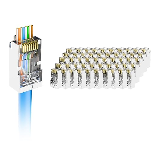 VCE 50-Pack UL Listed Cat6 RJ45 Pass Through Connector, 10Gbps Shielded by VCE