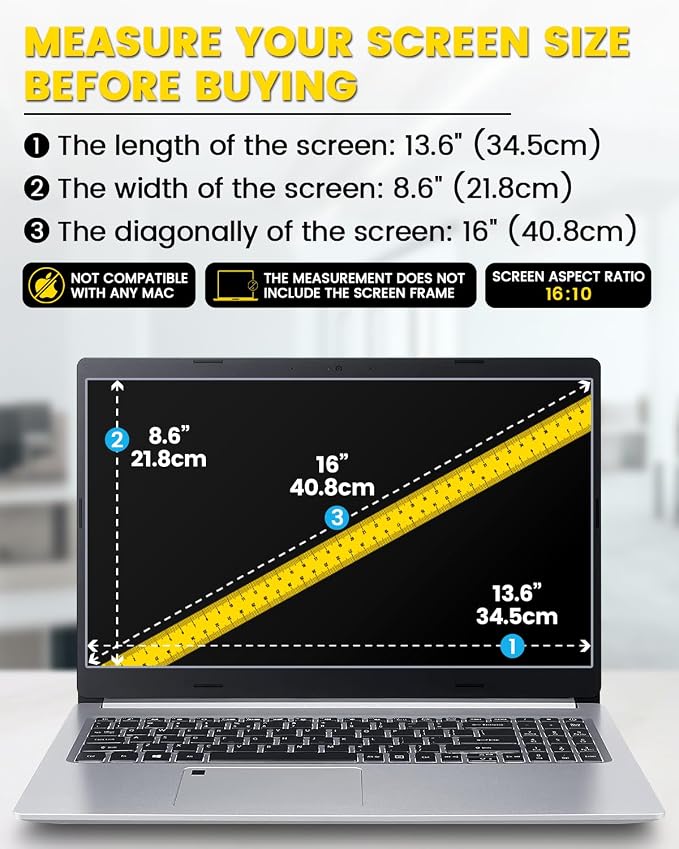 F FORITO 16 Inch 16:10 360° Laptop Privacy Screen Protector, Anti Peeping and - Image 7