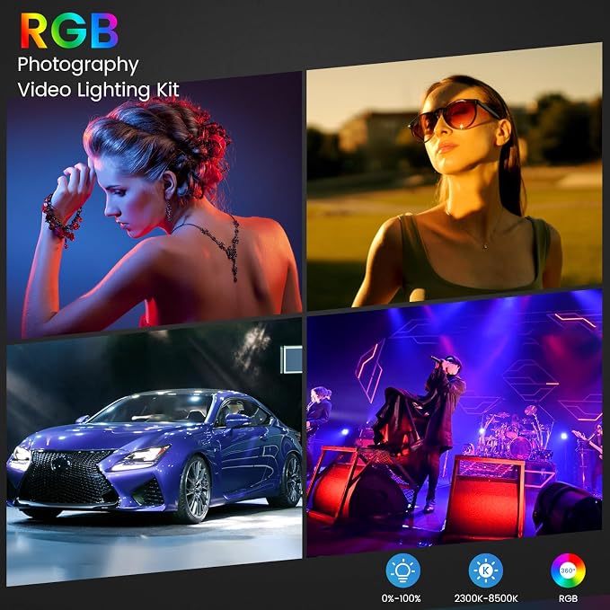 RGB Photography Lighting Kit, 50W Bi-Color LED Studio Lights, 2300k~8500k - Image 6