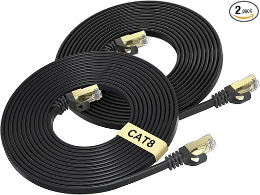 BUSOHE Cat 8 Ethernet Cable 10 FT 2-Pack, 40Gbps 2000MHz Cat8 High Speed Flat by BUSOHE
