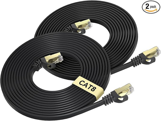 BUSOHE Cat 8 Ethernet Cable 3 FT 2-Pack, 40Gbps 2000MHz Cat8 High Speed Flat by BUSOHE