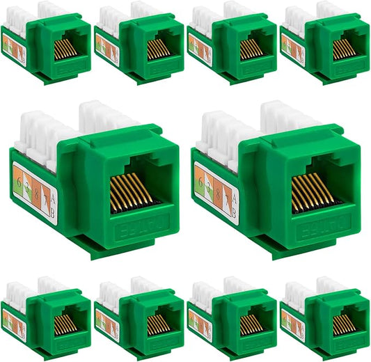 Cmple - 10 Pack Cat5e Keystone Jack Insert Punch Down RJ45 Connectors RJ45 by Cmple