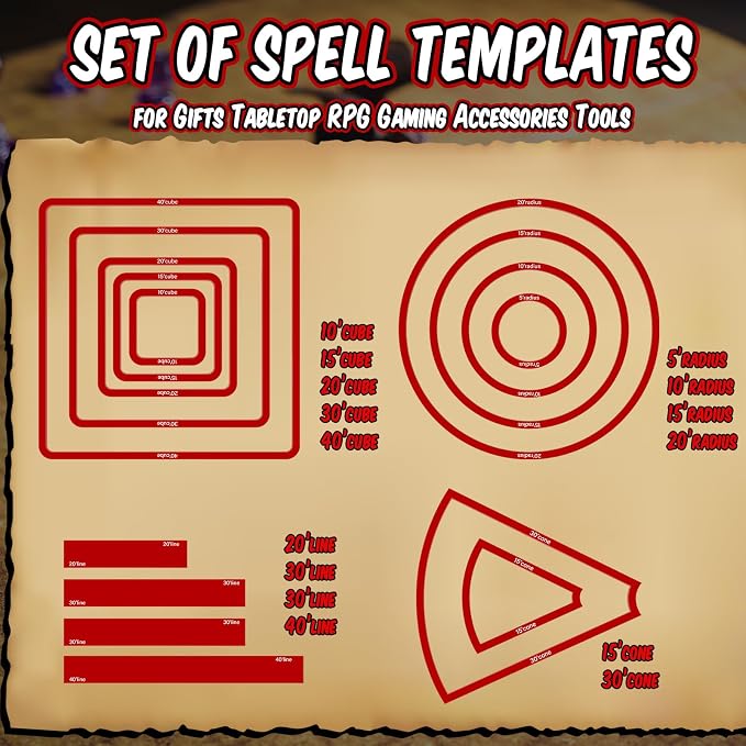 Sintuff 15 Pcs Spell AOE Damage Template Translucent Acrylic Area of Effect - Image 2