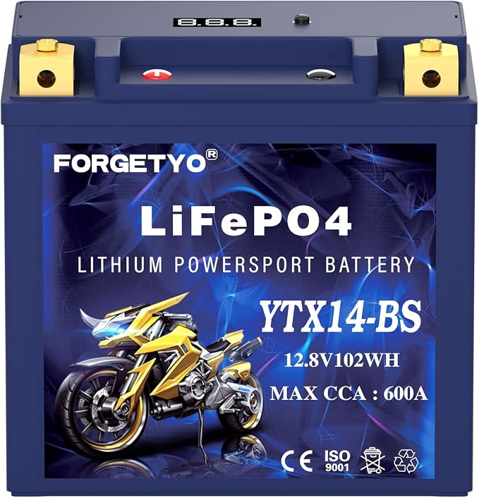 YTX14-BS Lithium Motorcycle Battery, ATV Battery 12V 8AH 600CCA Compatible - Image 8