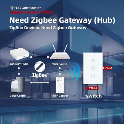 Zigbee Smart Switch Neutral Wire Required Need Zigbee Hub, 4.65 X 2.83 X 1.34 - Image 3