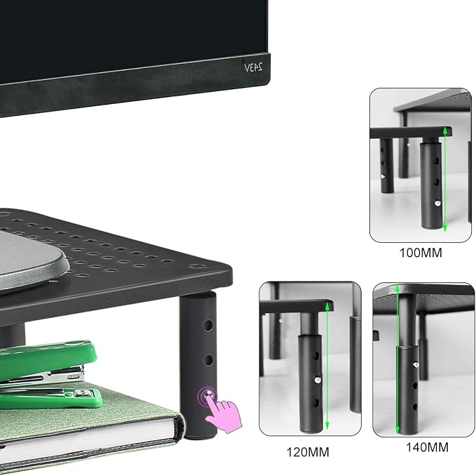 Bracwiser Monitor Stand Riser, 3 Level Height Adjustable Desktop monitor stand - Image 6