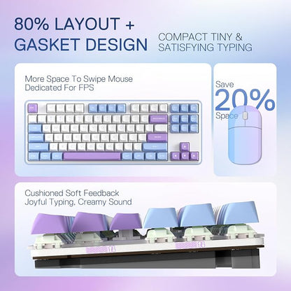 Redragon K707 PRO 80% Wireless Gasket RGB Gaming Keyboard, 3-Modes 87 Keys TKL - Image 3
