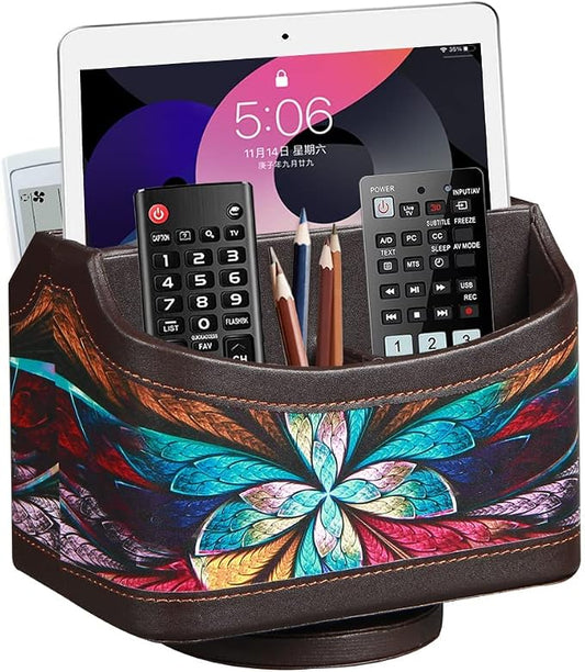 Fanousy 360° Rotating Remote Control Holder, PU Leather TV Remote Caddy by Thelittlebeautyoflife