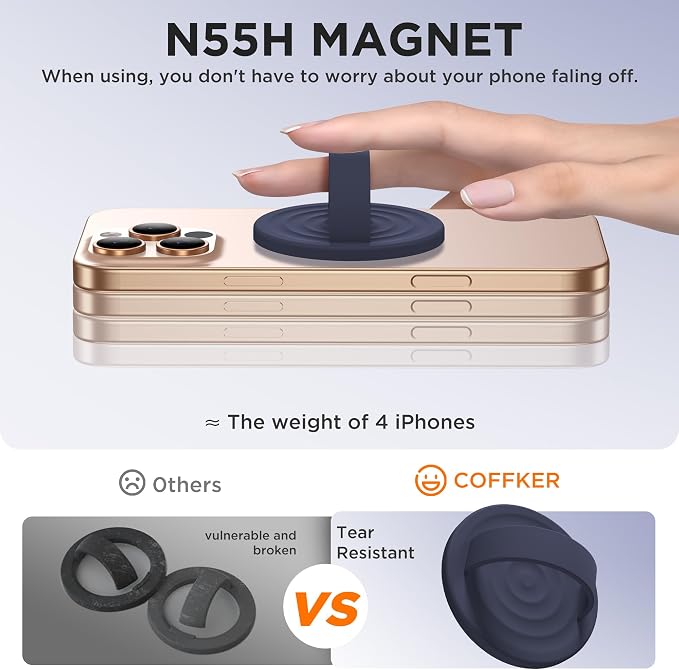 Magnetic Phone Ring Grip Holder, Silicone Finger Loop Grip, Compatible - Image 5