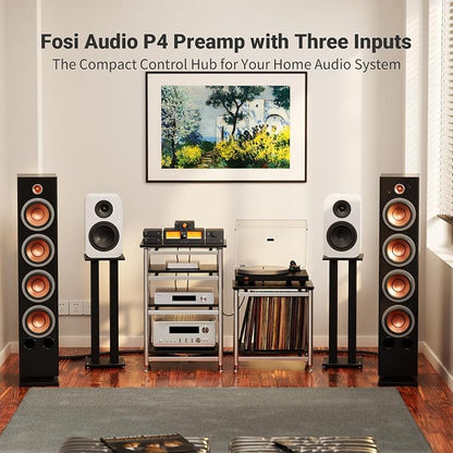 Fosi Audio P4 Mini Preamp with 3 RCA Inputs, Home Audio Stereo Pre amp - Image 2