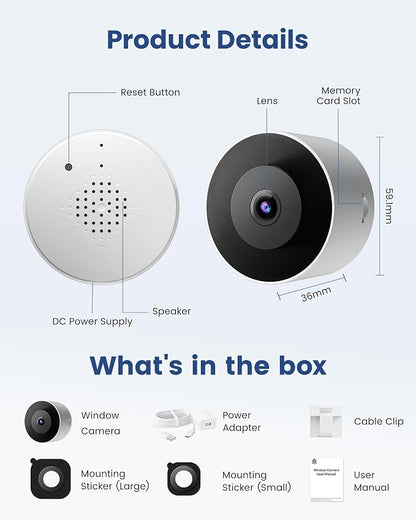 3MP 2K Window Camera, 2.4GHz WiFi 6 Window Security Camera, Smart AI Detection - Image 9