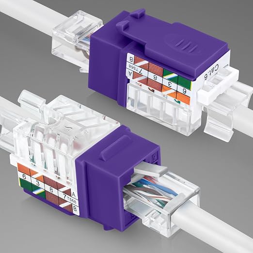 Everest 45° Angled RJ45 Cat6 Keystone Jacks 10-Pack in Purple - Image 8