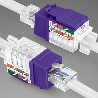 Everest 45° Angled RJ45 Cat6A Keystone Jacks 50-Pack in Purple - Image 8