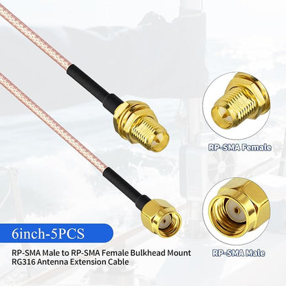 Yuslao WiFi Antenna Extension Cable 6inch 15cm RP-SMA Male to RP-SMA Female - Image 7