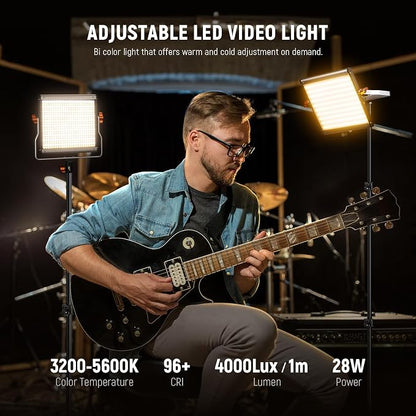 NEEWER 2 Pack Bi Color Dimmable 480 LED Video Light Kit, 28W 3200-5600K CRI96+ - Image 2