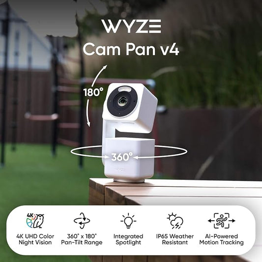WYZE Cam Pan v4, 4K Smart Home Security Camera System, AI Indoor/Outdoor Monitor - Image 2