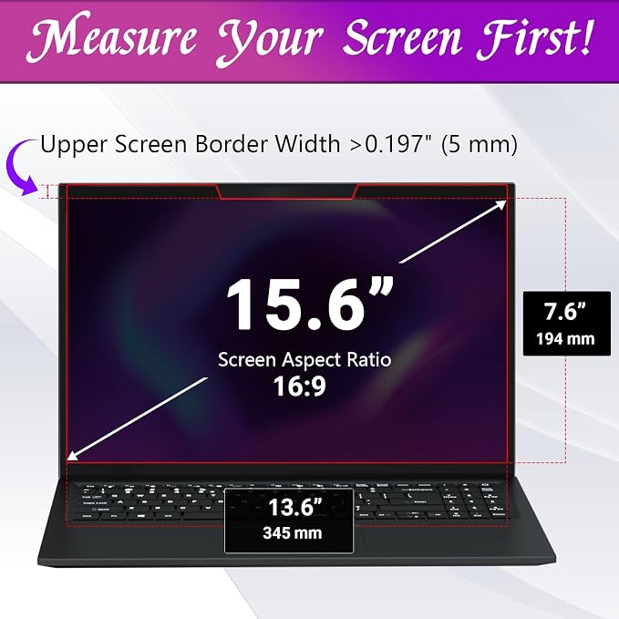 PYS Magnetic Laptop Privacy Screen Filter 15.6 Inch 16:9 - Image 4