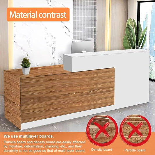 Reception Desk with Counter Modern Checkout Counter with Lockable Drawer - Image 2