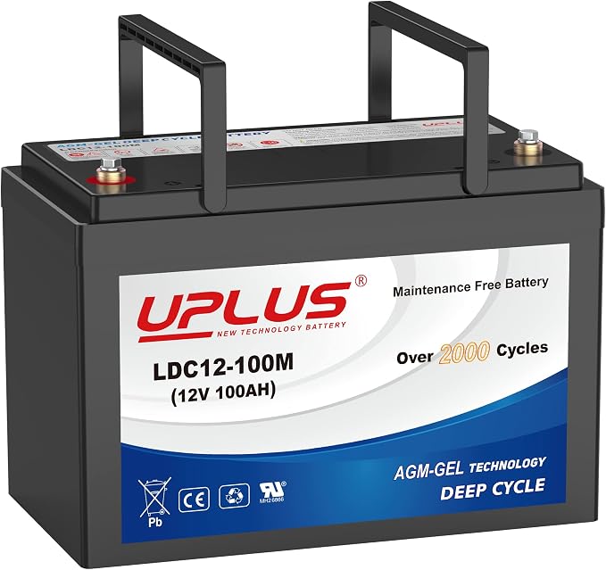 UPLUS 12V 100Ah Deep Cycle Battery, LDC12-100M Maintenance Free BCI Group 27 by UPLUSNEWTECHNOLOGYBATTERY